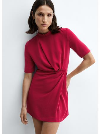 MANGO - Draped Detail Dress BRIGHT PINK