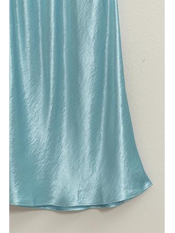 DOUBLE ZERO - Dz24a445-Satin High Waist Maxi Skirt BLUE