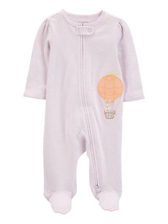 CARTER'S - Baby Hot Air Balloon Bunny 2-Way Zip Cotton Sleep & Play LILAC