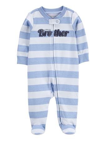CARTER'S - Baby Little Brother 2-Way Zip Cotton Sleep & Play BLUE