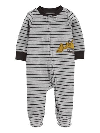 CARTER'S - Baby Construction 2-Way Zip Cotton Blend Sleep & Play GREY