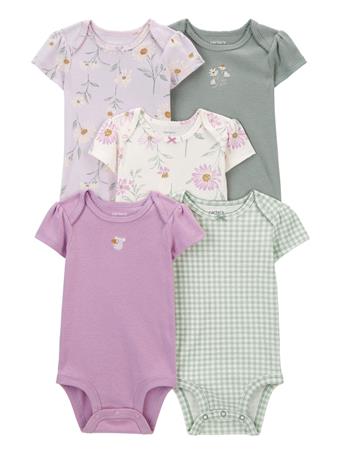 CARTER'S - Baby 5-Pack Floral Short-Sleeve Bodysuits MULTI