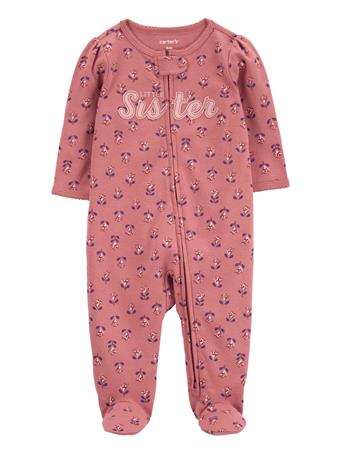 CARTER'S - Baby Little Sister 2-Way Zip Cotton Sleep & Play PINK