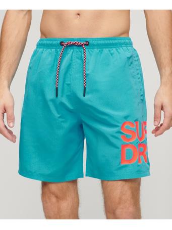 SUPERDRY - Sportswear Logo 17-inch Recycled Swim Shorts BVT- BEACH BLUE