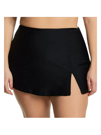 RAISINS - Curve Plus Size Atlantic Solids Peru Skirt Swim Bottom BLK