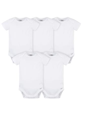 GERBER CHILDRENSWEAR - 5-Pack Baby White Premium Short Sleeve Onesies Bodysuits WHITE