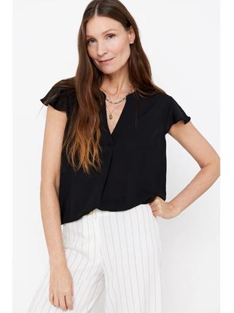 CORTEFIEL - Ruffle Sleeve Blouse BLACK
