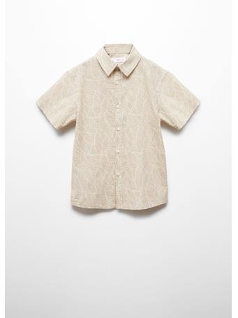 MANGO - Buttoned Printed Shirt LT BROWN