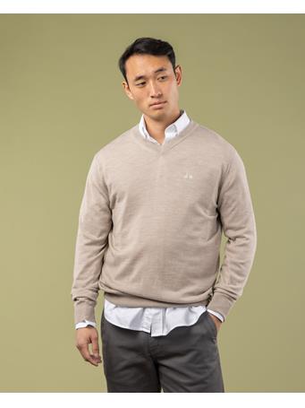 SCOTTA - Iconic V Neck Merino Taupe Sweater TAUPE