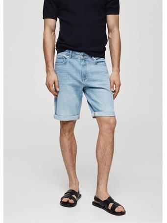 MANGO - Slim-fit Denim Bermuda Shorts BLUE