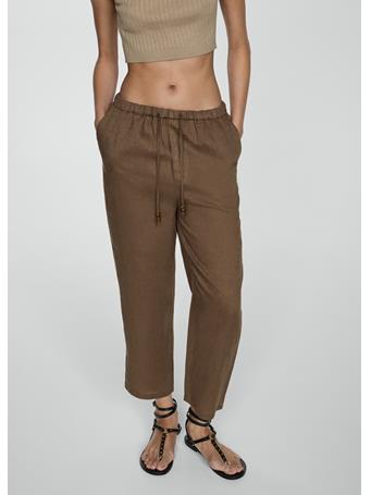 MANGO - 100% Linen Pants LT PASTEL BROWN