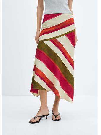 MANGO - Striped Asymmetric Skirt NATURAL WHITE