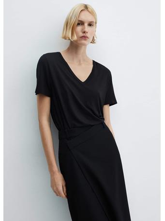 MANGO - V-neck T-shirt BLACK
