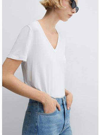 MANGO - V-neck T-shirt WHITE