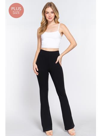 ACTIVE BASIC - [Plus] Waist Elastic Slim Flare Yoga Pants BLACK