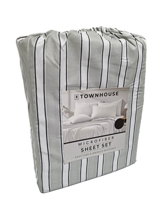 TOWNHOUSE - Solid Sheet Set GREY STRIPE