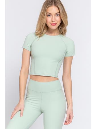 ACTIVE BASIC - Short Sleeve Crew Neck Workout Top SAGE