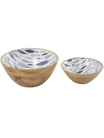 UMA INC - Handmade Decorative Bowl Set WHITE/BLUE