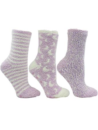 MINXNY - 3 Pairs Warm Cozy Slipper Socks With Cinnamon & Shea Butter Infused LAVENDER