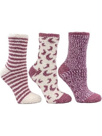 MINXY - 3 Pairs Warm Cozy Slipper Socks With Cinnamon & Shea Butter Infused ROSE