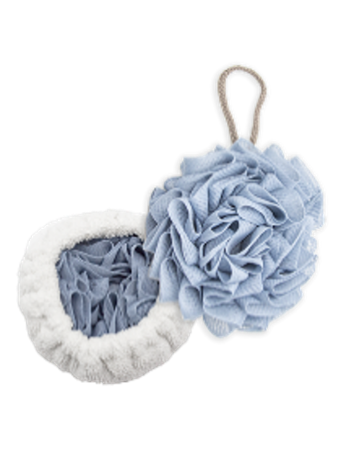MINX NYC - Luxury Bath Pouf and 3 Shower steamers BLUE