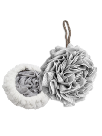 MINX NYC - Luxury Bath Pouf and 3 Shower Steamers GREY