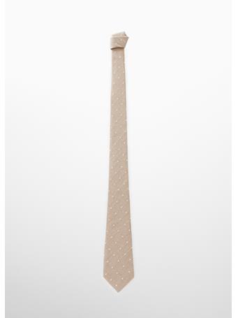 MANGO - Polka-Dot Cotton and Linen Tie GREY