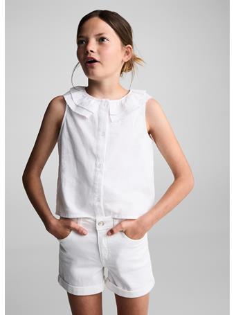 MANGO - Rolled-Up Hem Denim Shorts WHITE