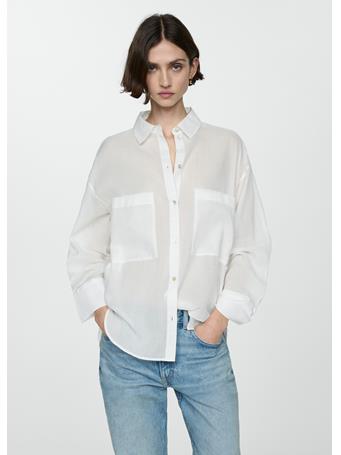 MANGO - Ramie Shirt with Pockets WHITE