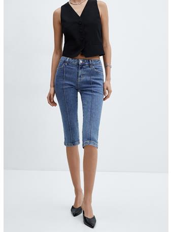 MANGO - Capri Jeans With Decorative Stitching MEDIUM BLUE