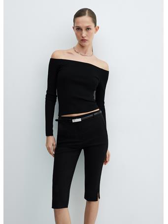 MANGO - Capri Pants With Belt BLACK