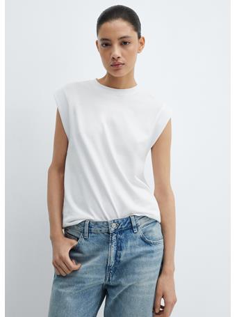 MANGO - Rounded Neck Cotton T-Shirt WHITE
