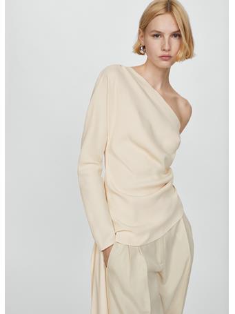 MANGO - Ruffle Asymmetric Blouse NATURAL WHITE