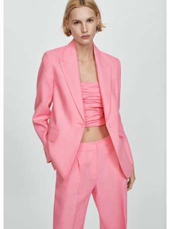 MANGO - 100% Linen Suit Blazer MEDIUM PINK