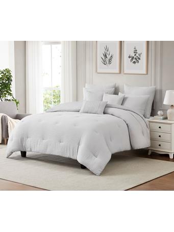 RAMALLAH TRADING COMPANY - Bryce Waffle Comforter Set - 8 Pieces GREY