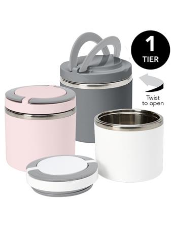 KENNEDY INTERNATIONAL - Round Twist 1Tier Stainless Steel Insulated Lunch Box ASSORTED