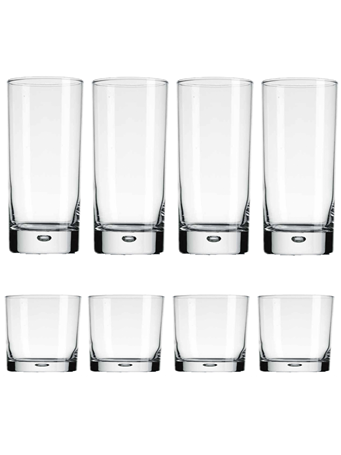 RED SERIES - Set of 8 Four 17Oz Coolers and Four 13Oz Rocks CLEAR