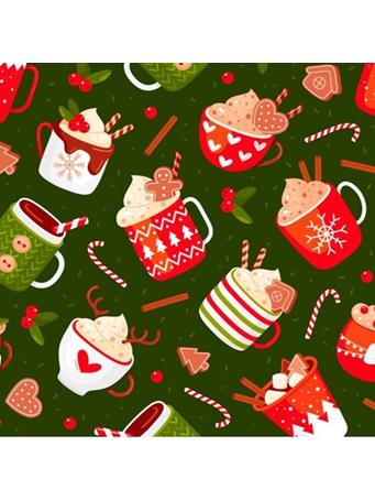 RAMALLAH TRADING COMPANY - Christmas Hot Cocoa Printed Kitchen Curtain NO COLOR