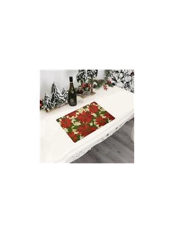 RAMALLAH TRADING COMPANY - Christmas Flower Poinsettia Kitchen Placemats - 4 Pack NO COLOR