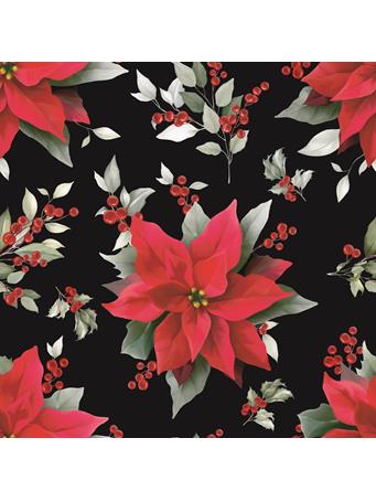 RAMALLAH TRADING COMPANY - Christmas Holly Poinsettia Printed Throw NO COLOR