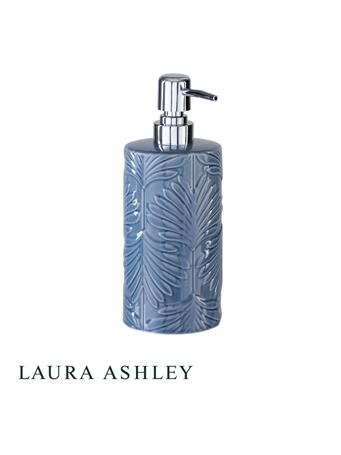 LAURA ASHLEY - Jumbo Blue Leaf Ceramic Soap Dispenser Hand Painted BLUE