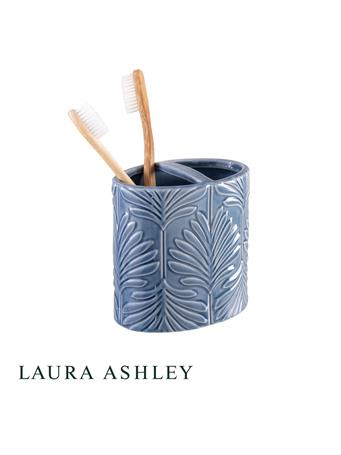 LAURA ASHLEY - Blue Leaf Double Ceramic Tooth Brush Holder BLUE