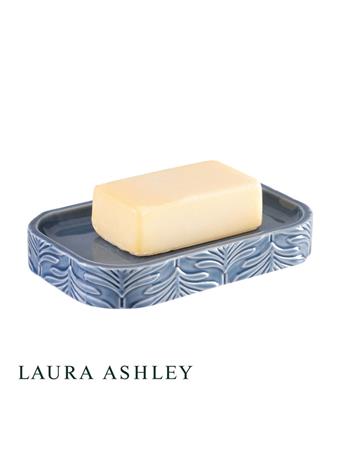 LAURA ASHLEY - Blue Leaf Ceramic Soap Dish BLUE