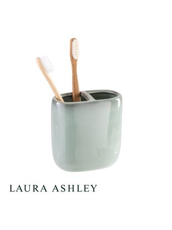 LAURA ASHLEY - Glaze Ceramic Double Tooth Brush Holder SAGE