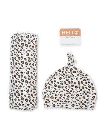 MARY MEYER - Lulujo Hello World Hat & Swaddle Set LEOPARD