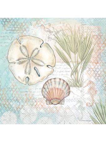 BOSTON INTERNATIONAL - 3-Ply Paper Napkins Coastal Tropical Beach Designs BLUE