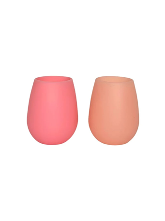FEGG UNBREAKABLE SILICONE WINE TUMBLERS FLAMINGO+LOTUS