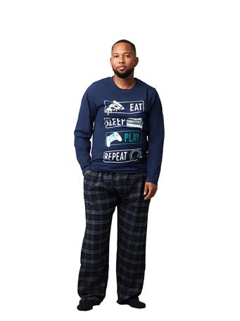 BOTTOMS OUT - Eat, Sleep, Repeat PJ SET BLUE/GREY