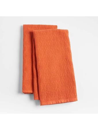 CRATE & BARREL - Diamond Piqué Sienna Dish Towels, Set of 2 ORANGE