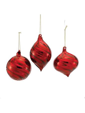 KURT ADLER - This 90mm Glass Red Ball Ornament ASSORTED